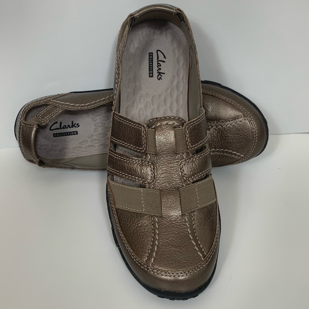 Clark’s Haley Stork Pewter Flat Shoes SZ 9 M